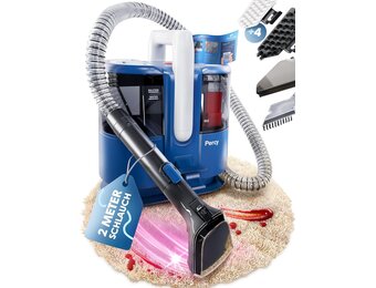 Primavella Percy Nat- en Droogzuiger - 600W - 1,5 Liter - Blauw - Inclusief 4 Opzetstukken