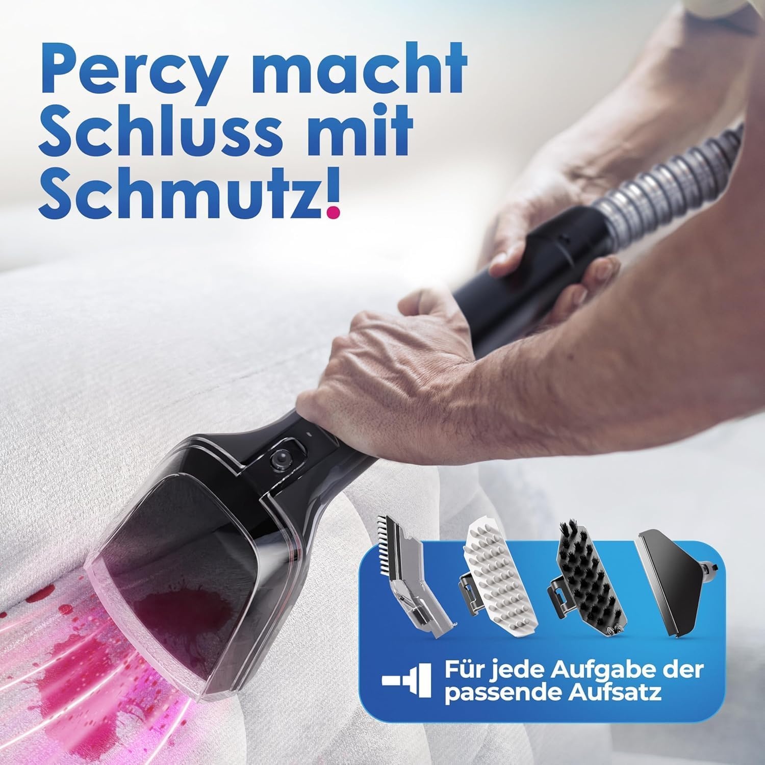 Primavella Percy Nat- en Droogzuiger - 600W - 1,5 Liter - Blauw - Inclusief 4 Opzetstukken
