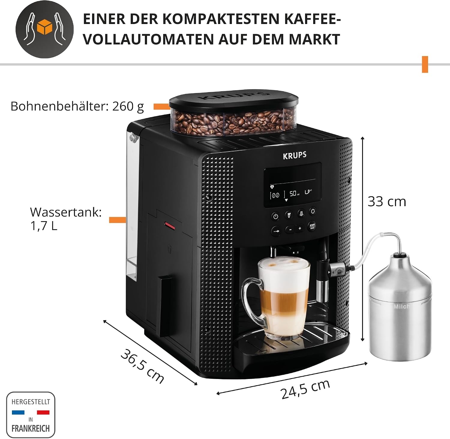 Krups Essential YY8135FD koffiezetapparaat met bonenmaler en espresso