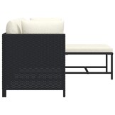 vidaXL 4-delige Loungeset met kussens poly rattan zwart