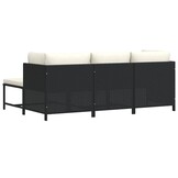 vidaXL 4-delige Loungeset met kussens poly rattan zwart