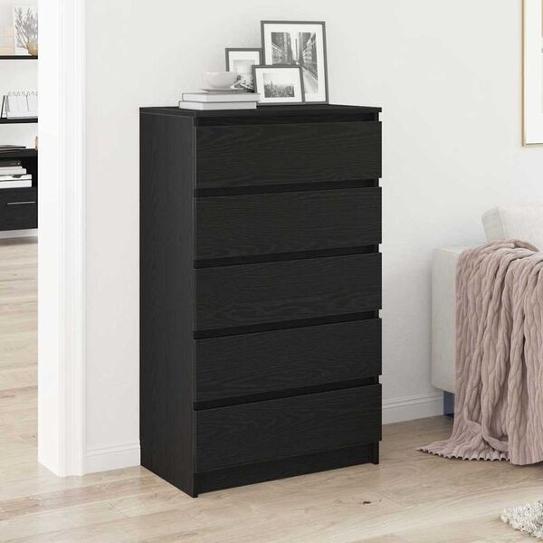 Ladekast Zwart Eikenhout 60x36x103 cm - 54% Korting