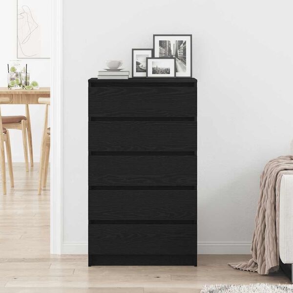 Ladekast Zwart Eikenhout 60x36x103 cm - 54% Korting
