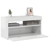 TV-meubel met LED-verlichting 75x35x40 cm Hoogglans Wit - 53% Korting