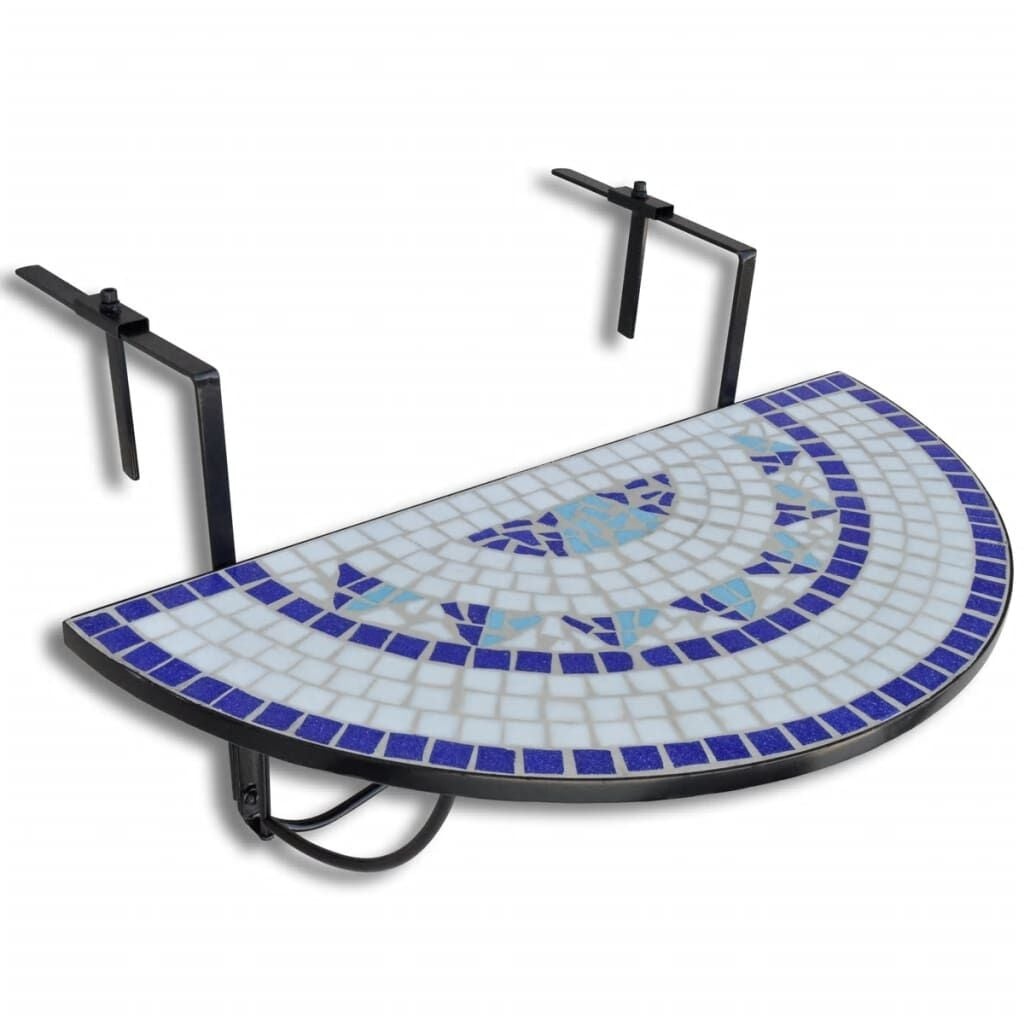 Hangende Balkontafel Mozaïek Blauw/Wit - 54% Korting