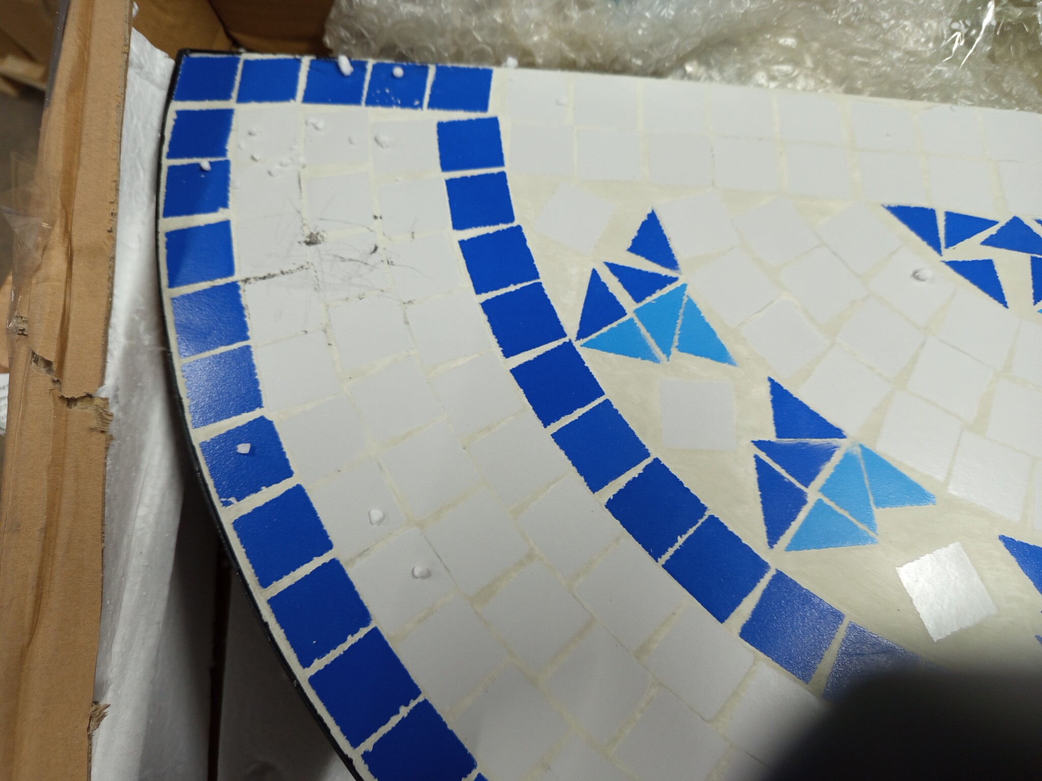 Hangende Balkontafel Mozaïek Blauw/Wit - 54% Korting