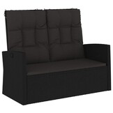 Verstelbare Tuinbank met Kussens - Poly Rattan Zwart - 35% Korting