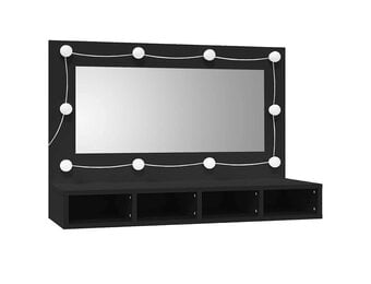 Spiegelkast met LED-verlichting 90x31,5x62 cm Zwart - 32% Korting