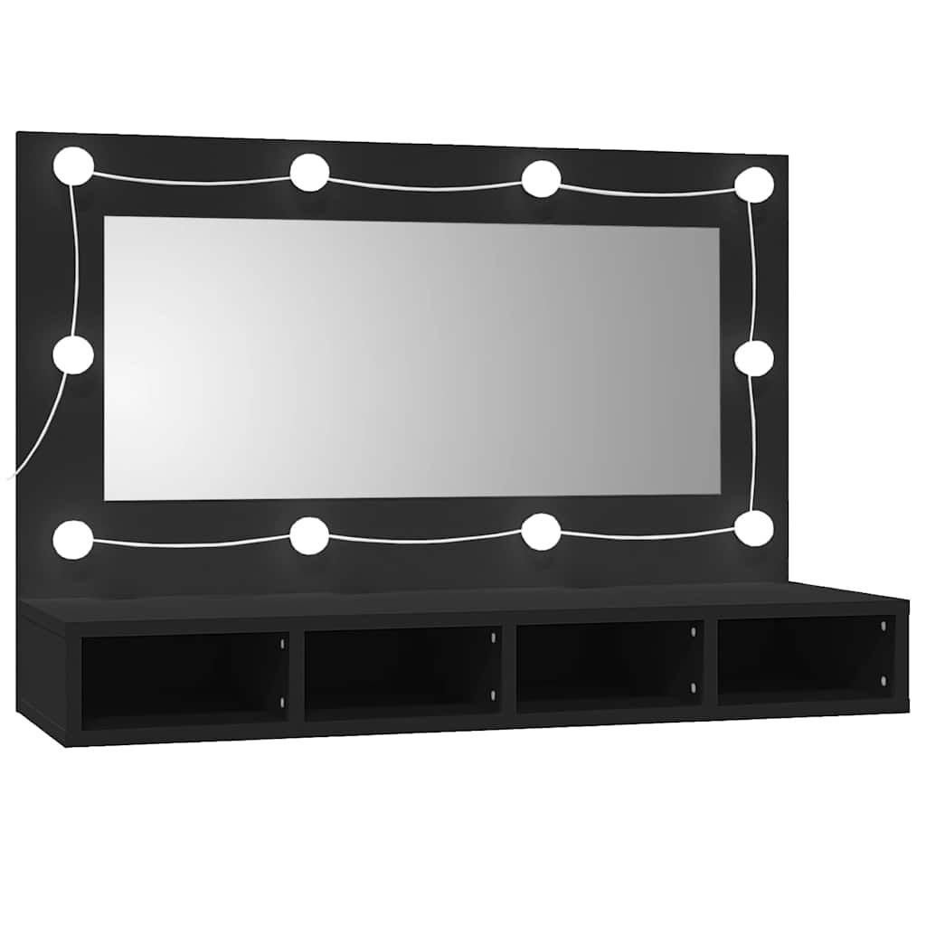 Spiegelkast met LED-verlichting 90x31,5x62 cm Zwart - 32% Korting