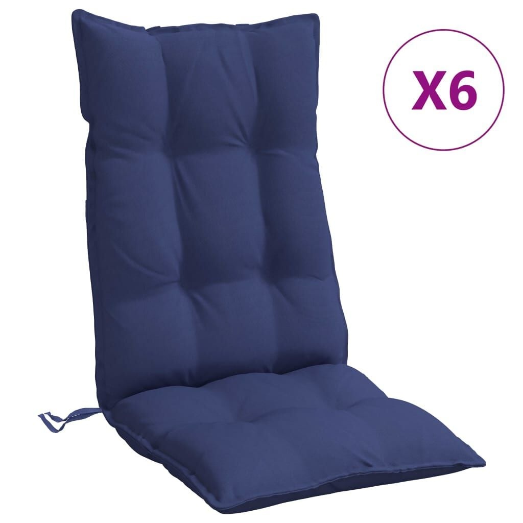 vidaXL Stoelkussens 6 stuks Hoge Rug Oxford Stof Marineblauw - 35% Korting