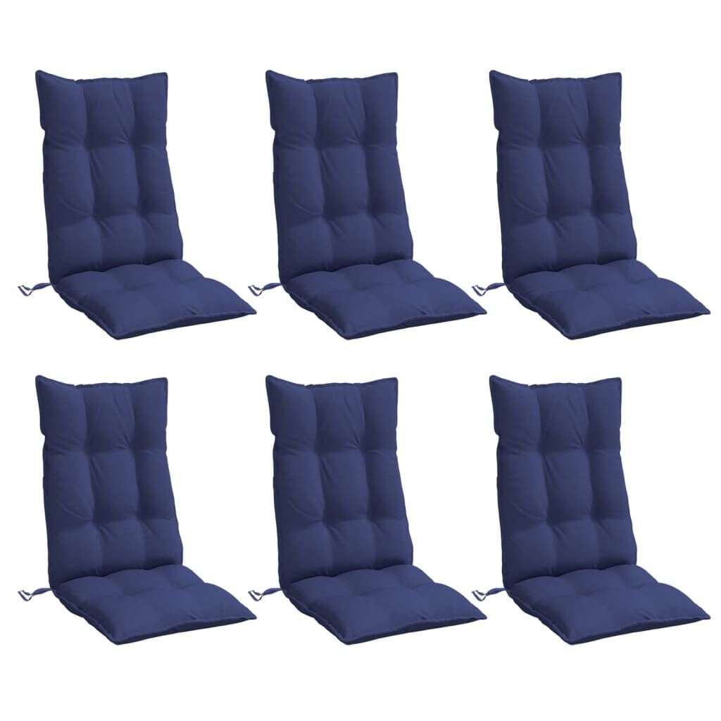 vidaXL Stoelkussens 6 stuks Hoge Rug Oxford Stof Marineblauw - 35% Korting