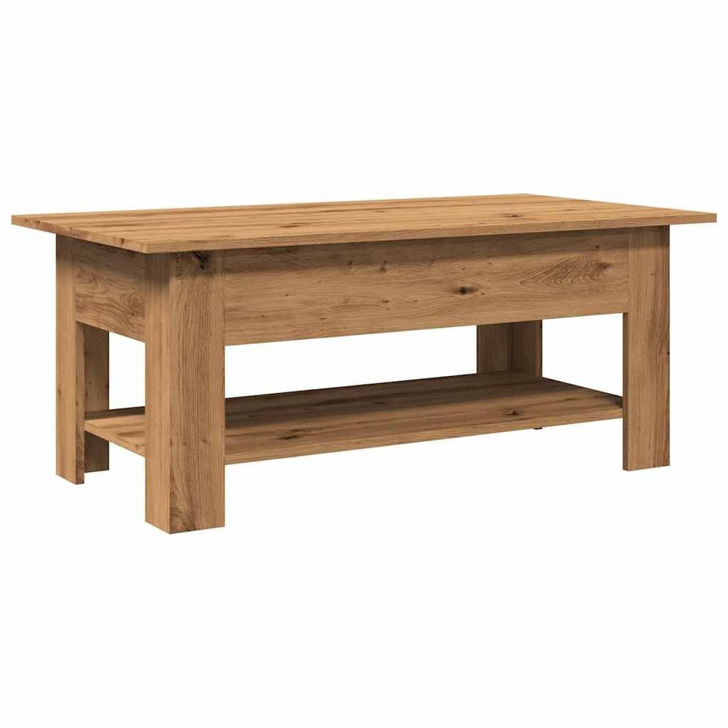 Salontafel 102x55x42 cm Bewerkt Hout - Artisanaal Eikenkleur (54% Korting)