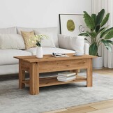 Salontafel 102x55x42 cm Bewerkt Hout - Artisanaal Eikenkleur (54% Korting)