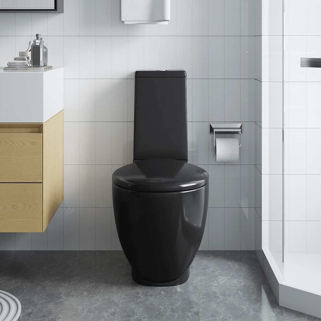 Zwart Keramiek Toilet met Achteraansluiting - 35% Korting