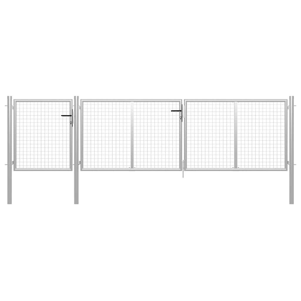 Stevige Tuinpoort Staal 400x100 cm Zilver - 55% Korting!