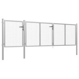 Stevige Tuinpoort Staal 400x100 cm Zilver - 55% Korting!