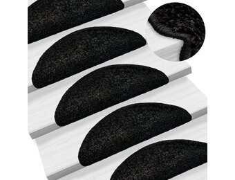 15x Zwarte Trapmatten Halfrond 56x17 cm - 34% Korting