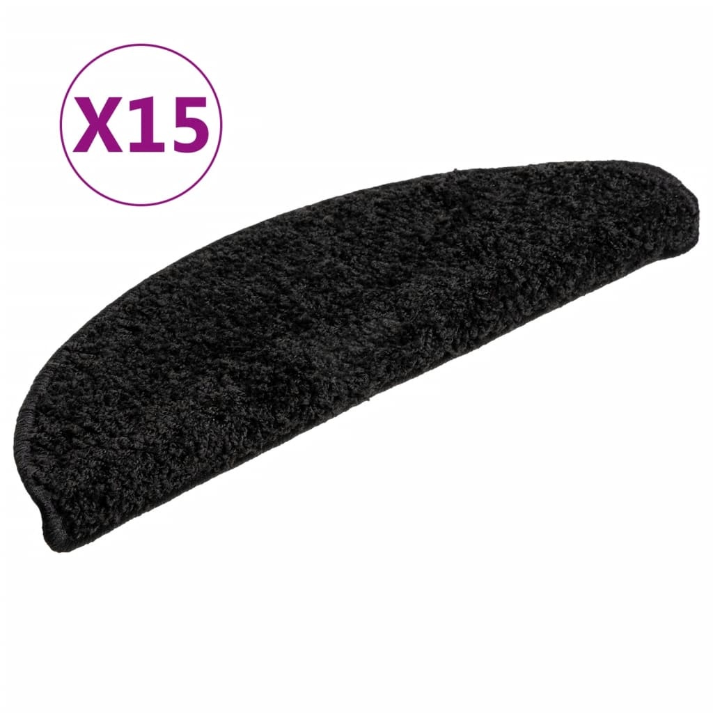 15x Zwarte Trapmatten Halfrond 56x17 cm - 34% Korting