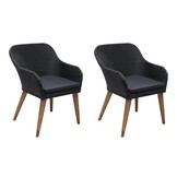 vidaXL Tuinstoelen 2 st met kussens poly rattan zwart