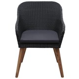 vidaXL Tuinstoelen 2 st met kussens poly rattan zwart
