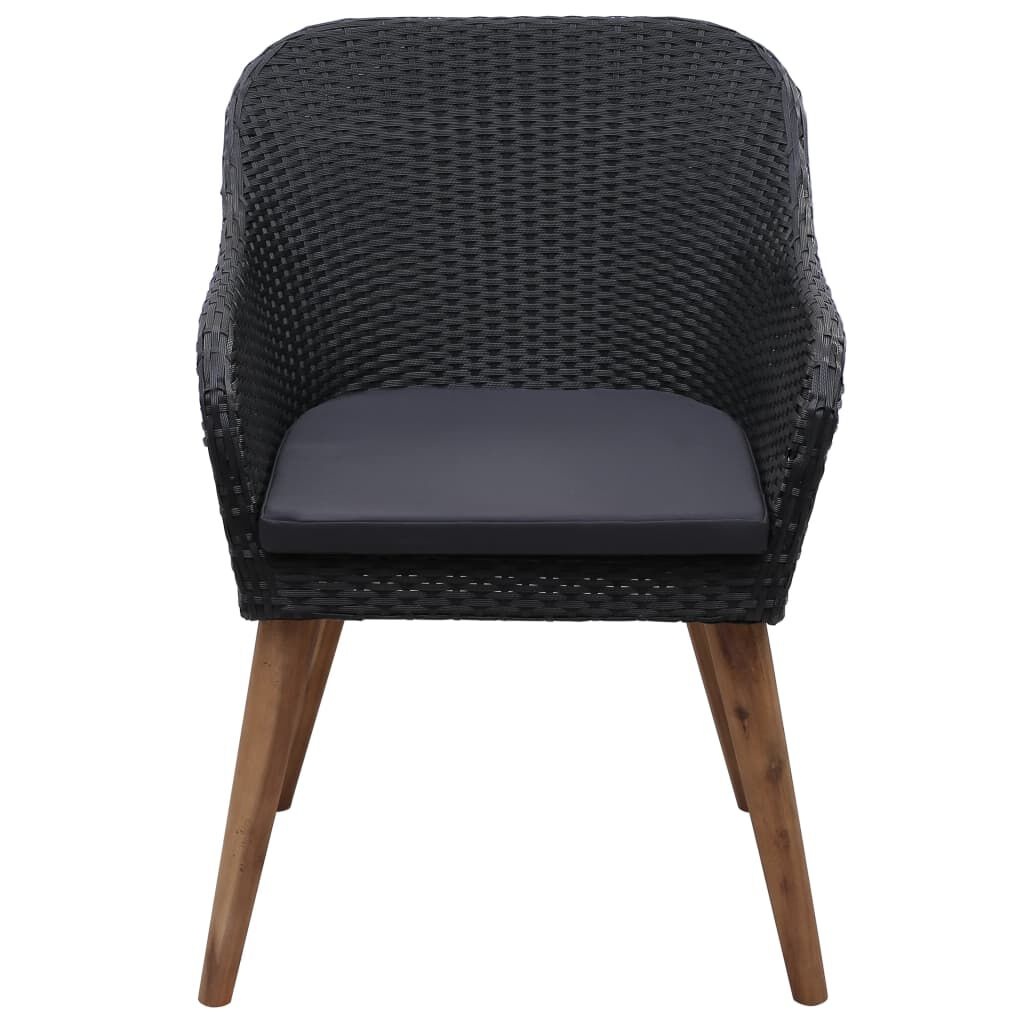 vidaXL Tuinstoelen 2 st met kussens poly rattan zwart