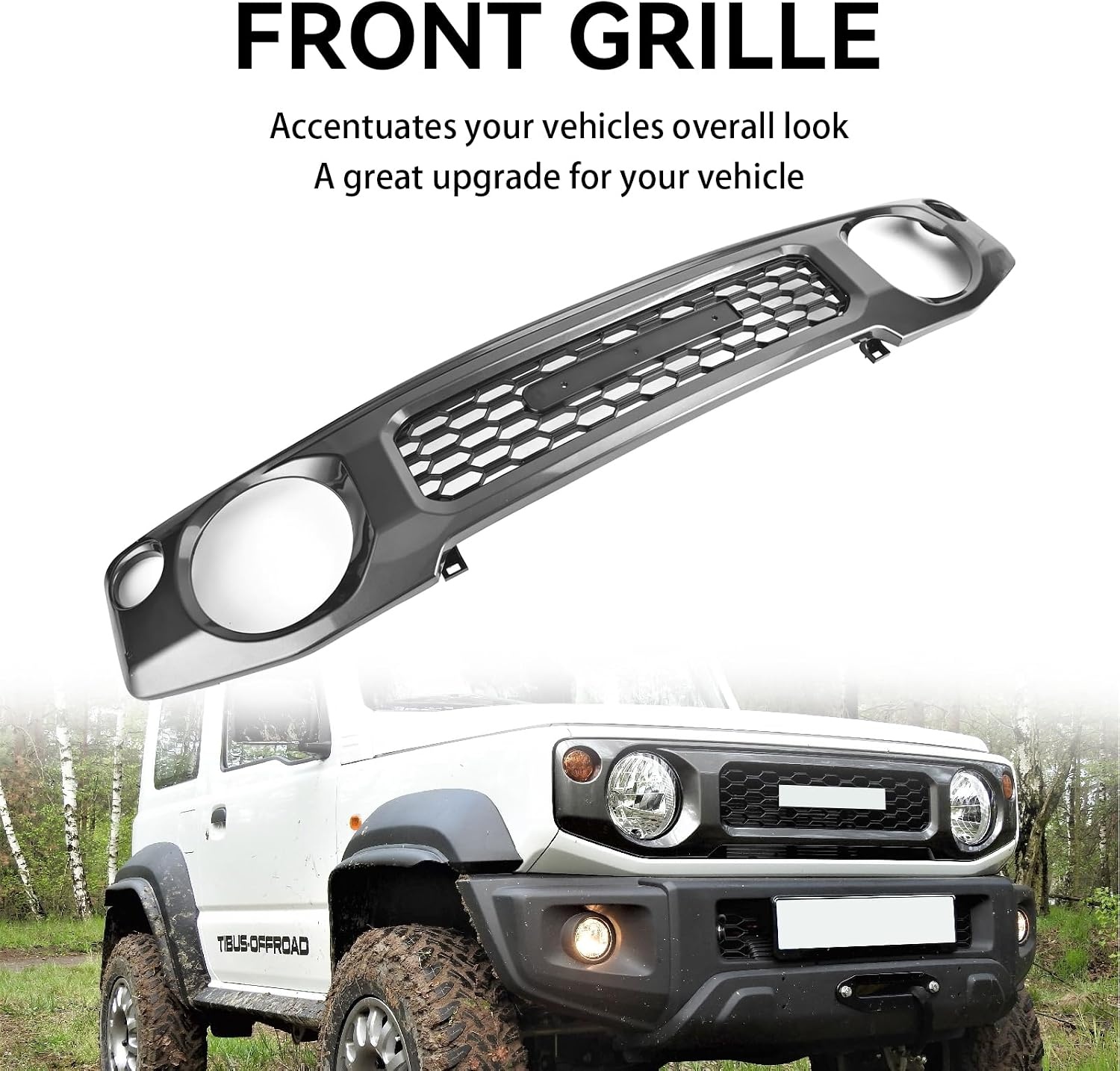 Frontgrille voor Suzuki Jimny JB64 JB74 2019-2023 - Honeycomb Design - Grijs