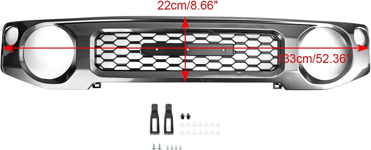 Frontgrille voor Suzuki Jimny JB64 JB74 2019-2023 - Honeycomb Design - Grijs