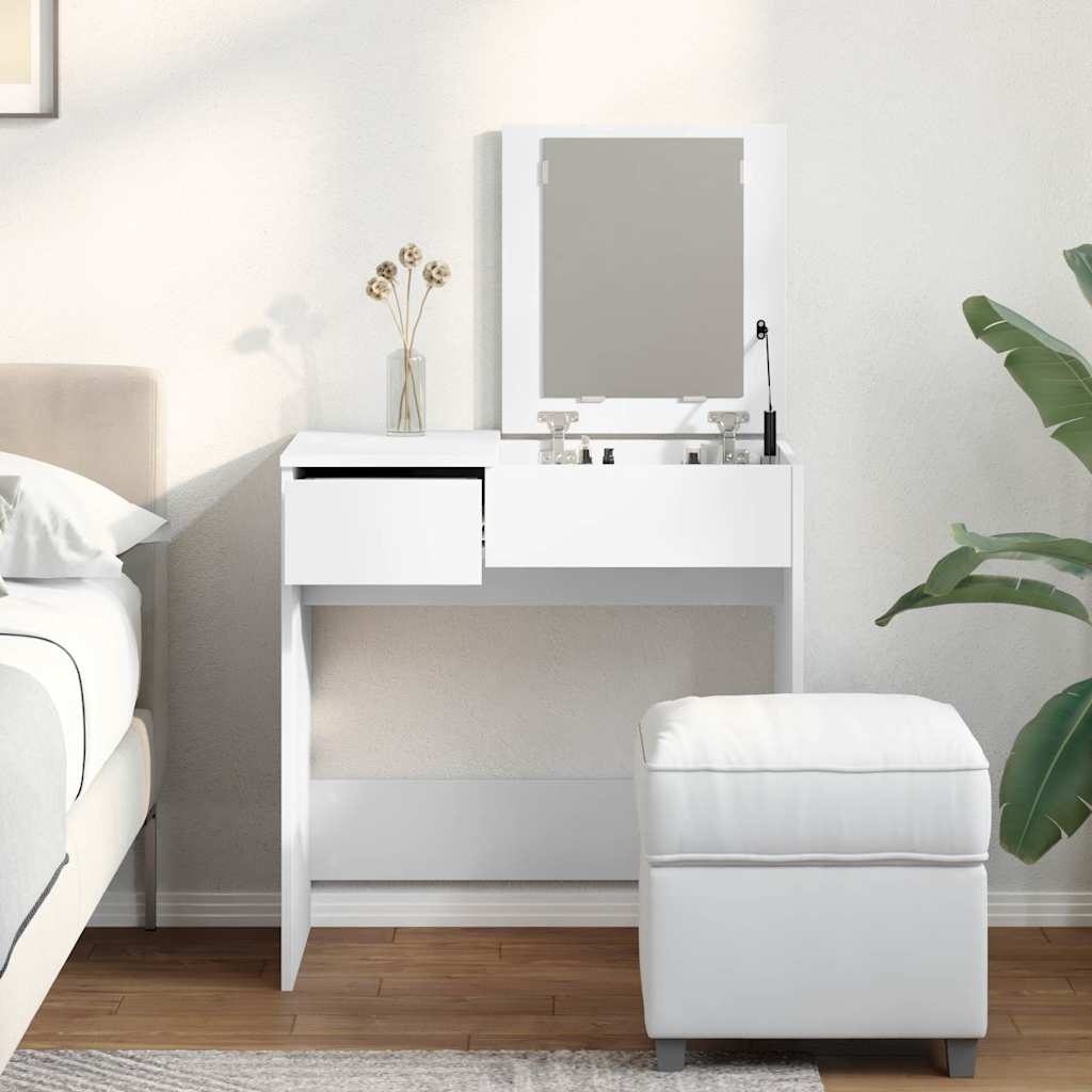 vidaXL Kaptafel met spiegel 73x46,5x120 cm wit