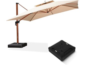 PURPLE LEAF Aluminium houtlook dubbel dak parasol zweefparasol