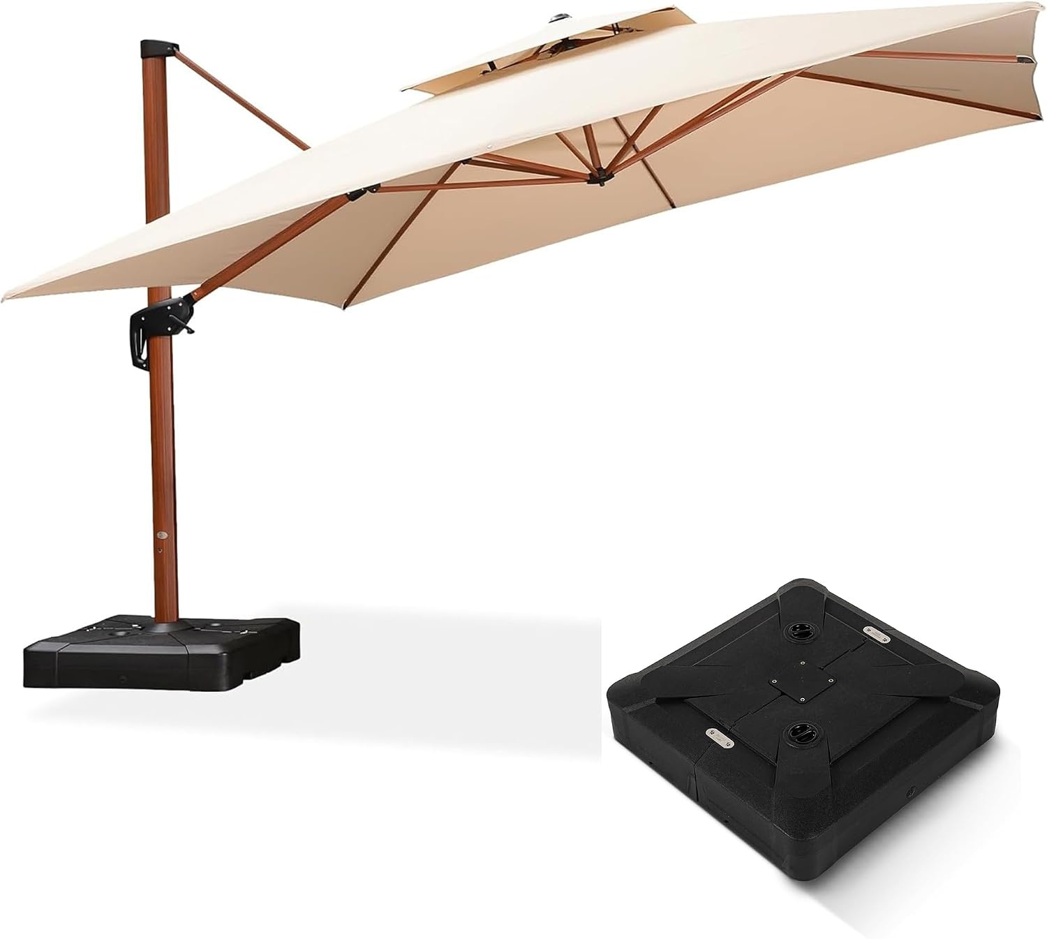 PURPLE LEAF Aluminium houtlook dubbel dak parasol zweefparasol