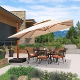 PURPLE LEAF Aluminium houtlook dubbel dak parasol zweefparasol