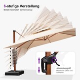 PURPLE LEAF Aluminium houtlook dubbel dak parasol zweefparasol
