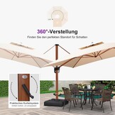 PURPLE LEAF Aluminium houtlook dubbel dak parasol zweefparasol