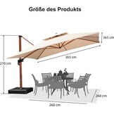 PURPLE LEAF Aluminium houtlook dubbel dak parasol zweefparasol
