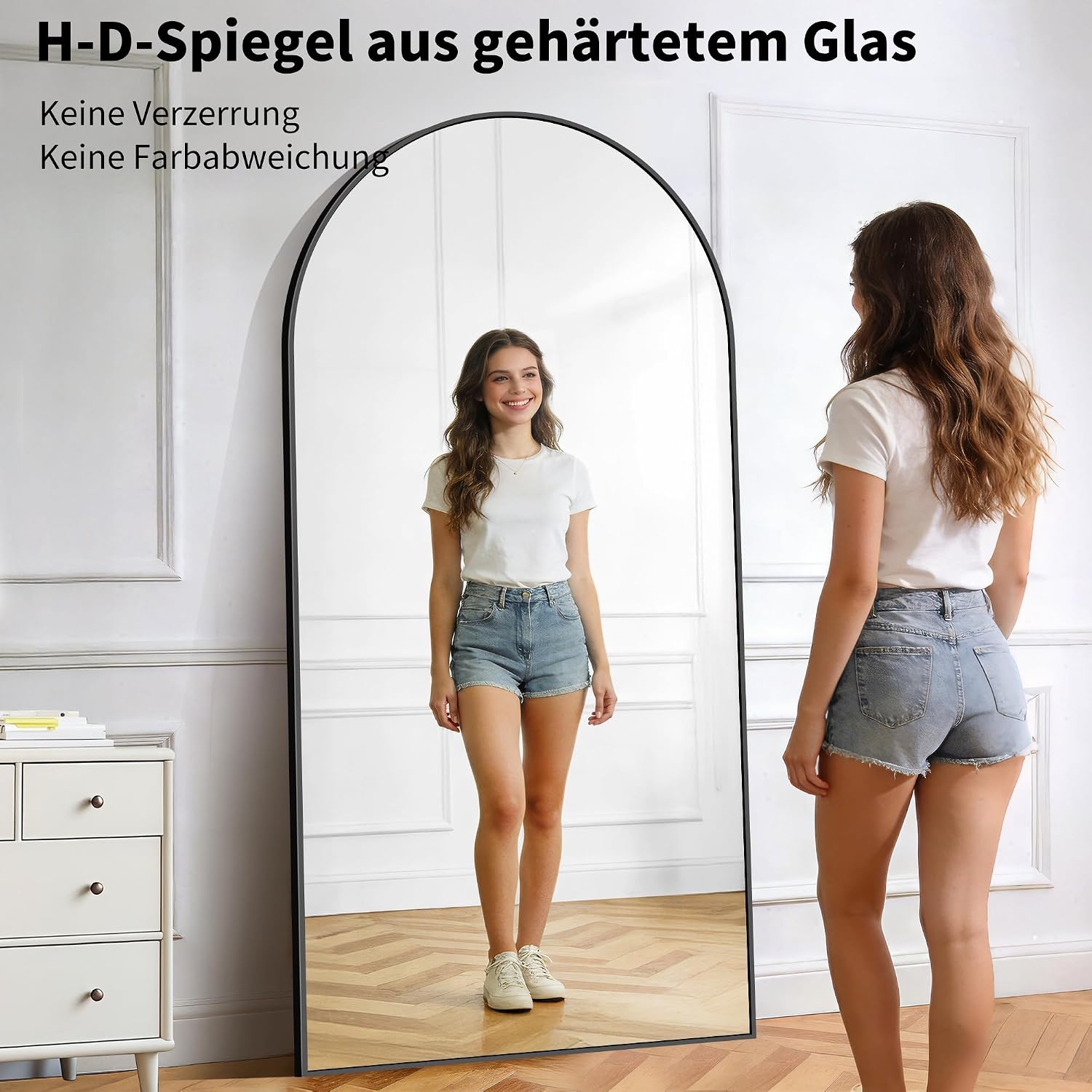 COFENY Boogspiegel 198 x 96 cm - Staande Wandspiegel - Zwart