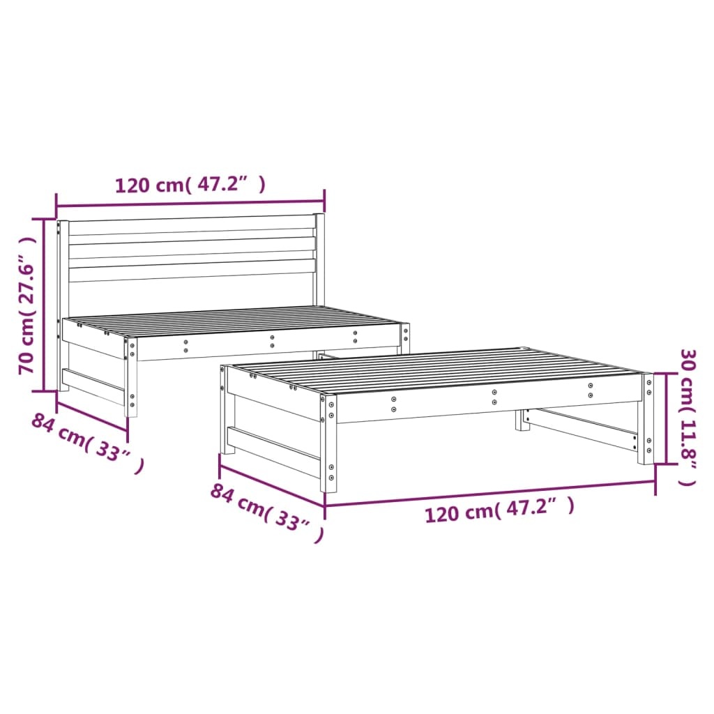 vidaXL 2-delige Loungeset massief grenenhout