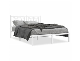 vidaXL Bedframe met hoofdbord metaal wit 140x190 cm