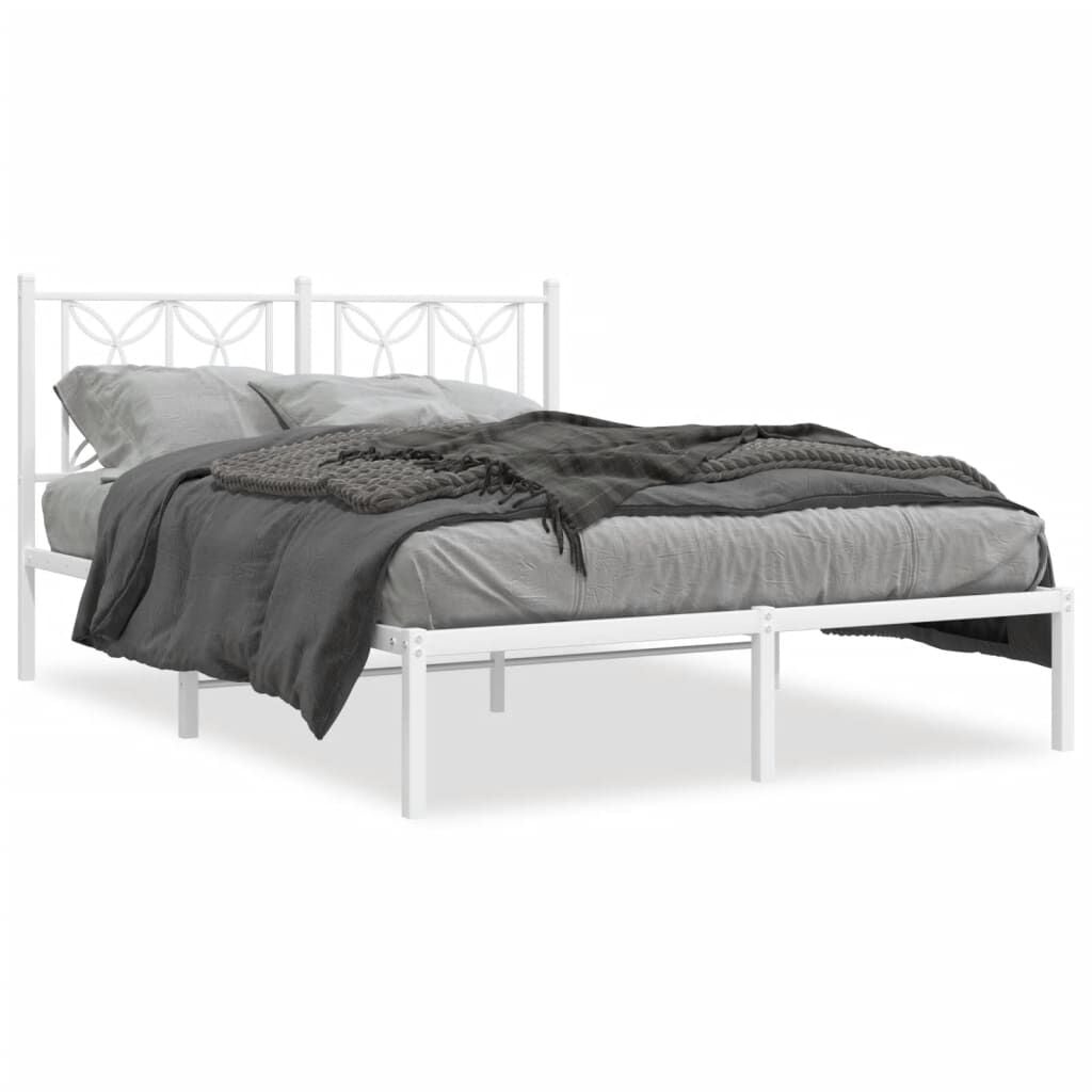 vidaXL Bedframe met hoofdbord metaal wit 140x190 cm