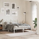 vidaXL Bedframe met hoofdbord metaal wit 140x190 cm