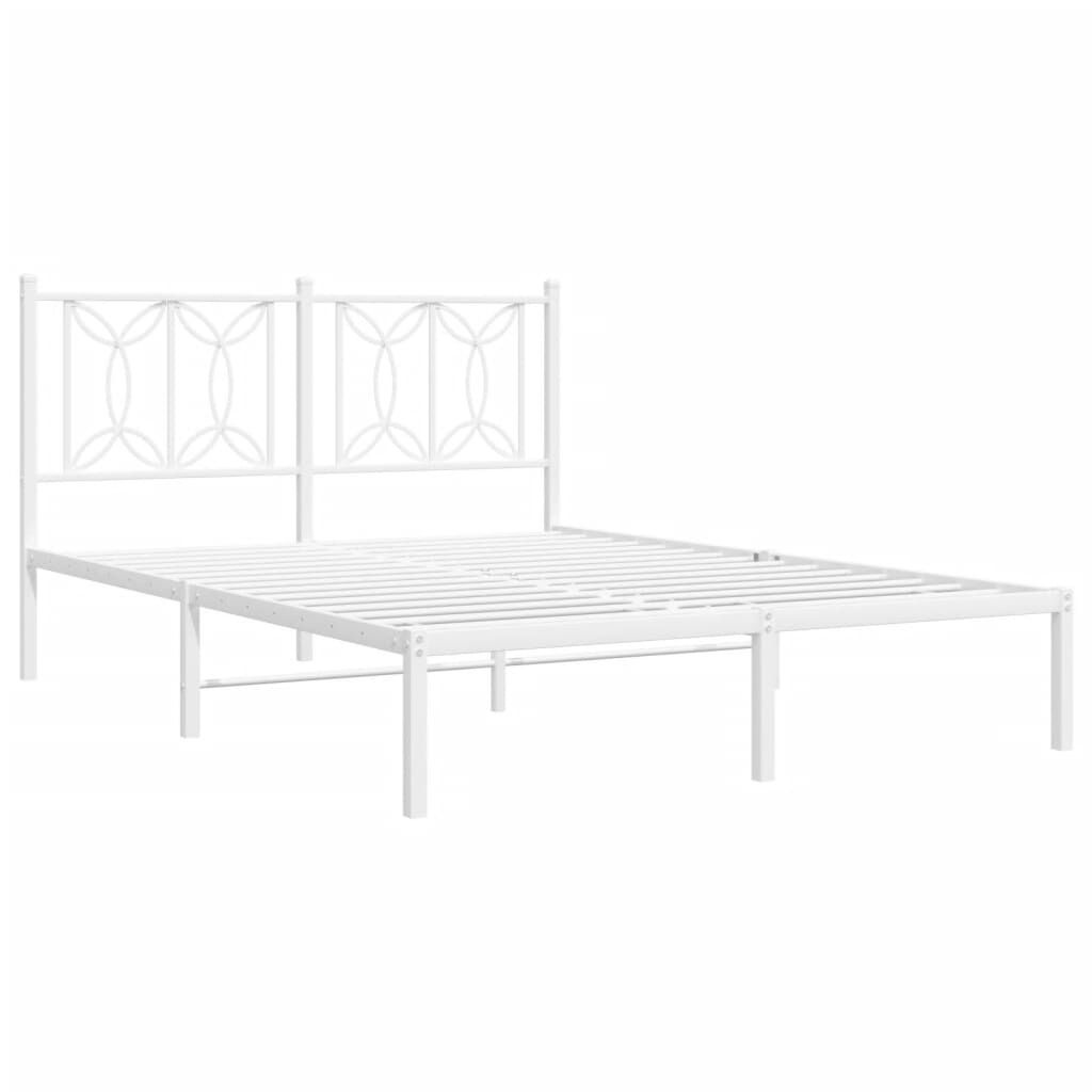 vidaXL Bedframe met hoofdbord metaal wit 140x190 cm