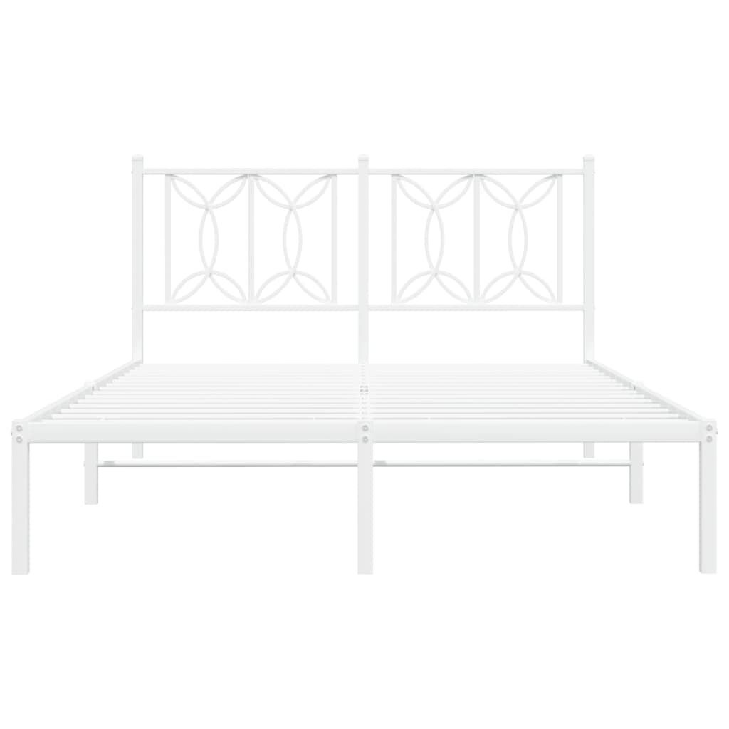 vidaXL Bedframe met hoofdbord metaal wit 140x190 cm