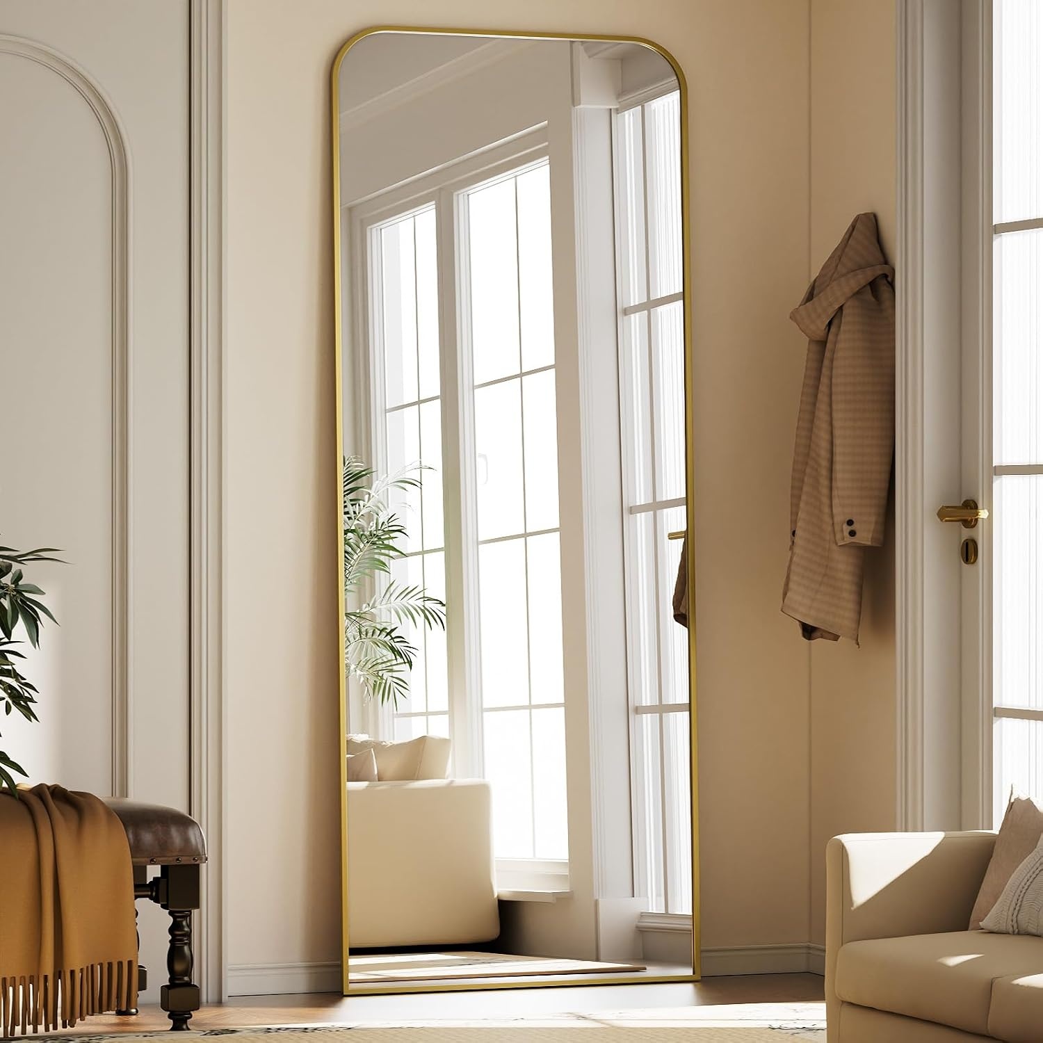 Koonmi Staande Spiegel met Boog - 76 x 171 cm - Goud