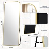 Koonmi Staande Spiegel met Boog - 76 x 171 cm - Goud