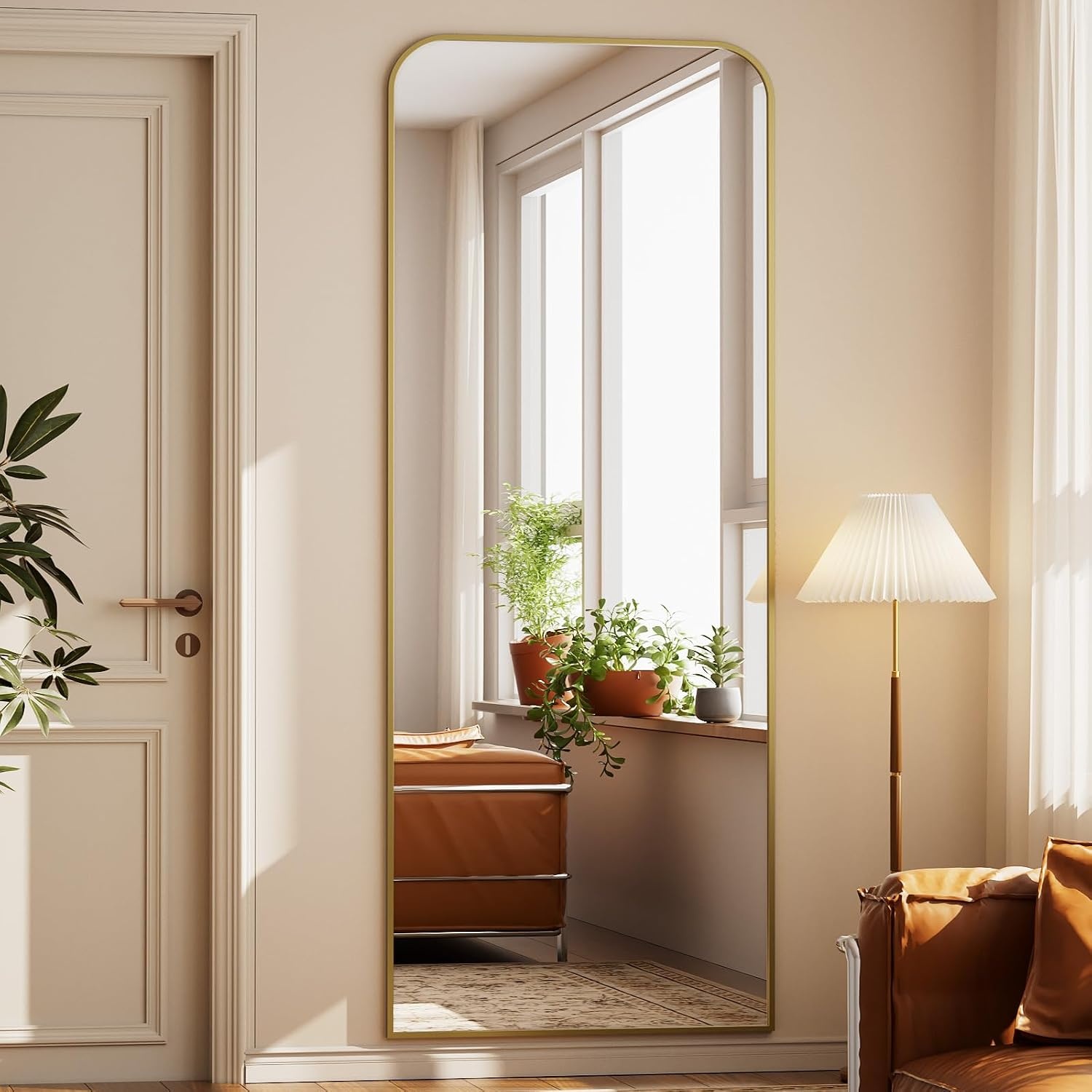 Koonmi Staande Spiegel met Boog - 76 x 171 cm - Goud