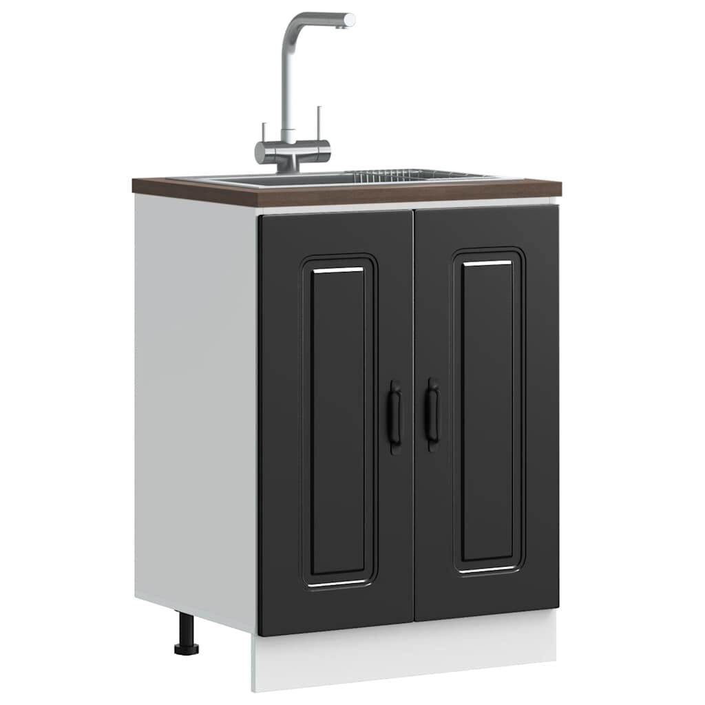 vidaXL Spoelbakonderkast Kalmar 60x46x81,5 cm bewerkt hout zwart