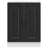 vidaXL Spoelbakonderkast Kalmar 60x46x81,5 cm bewerkt hout zwart