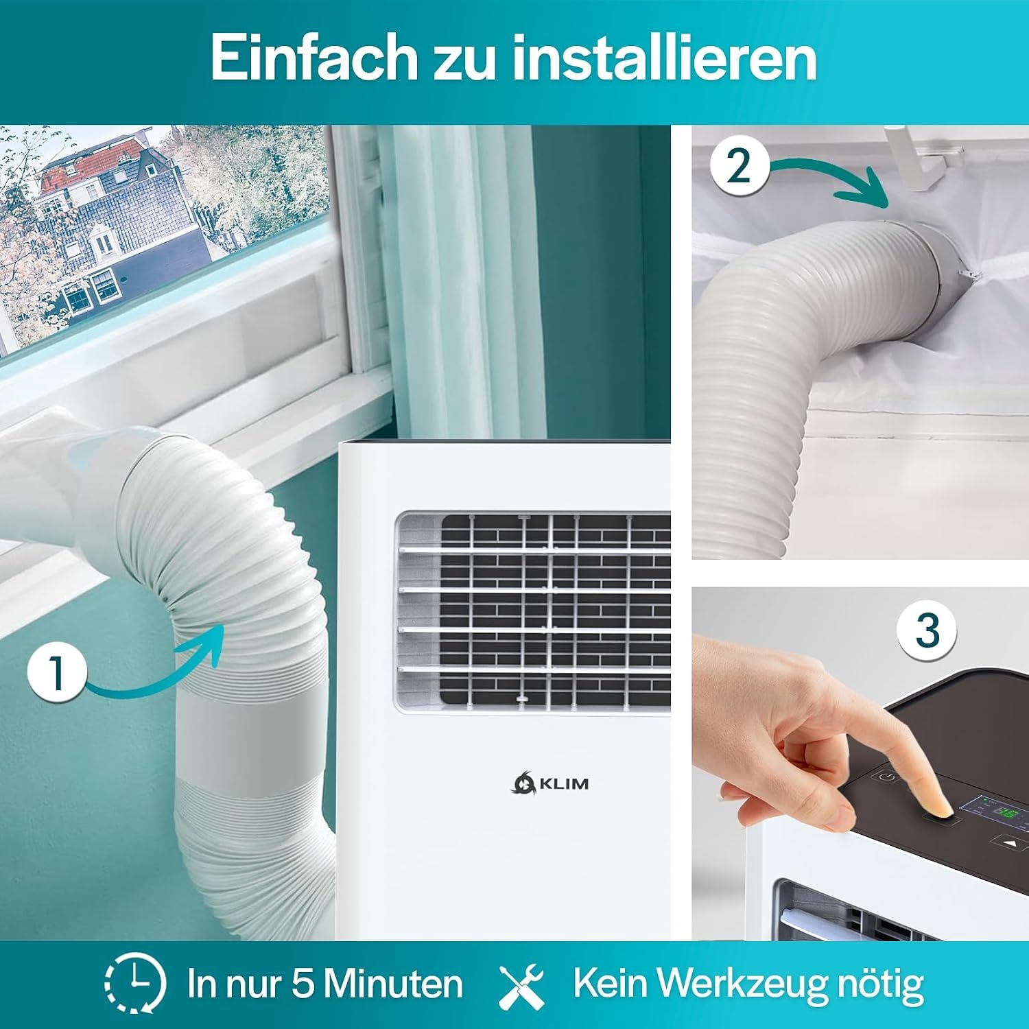 KLIM K9000 Mobiele Airconditioner 3-in-1 - 9000 BTU - Wit