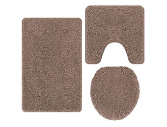 vidaXL Antislip Badmat Set 3 st Bruin 50 x 80 cm PP