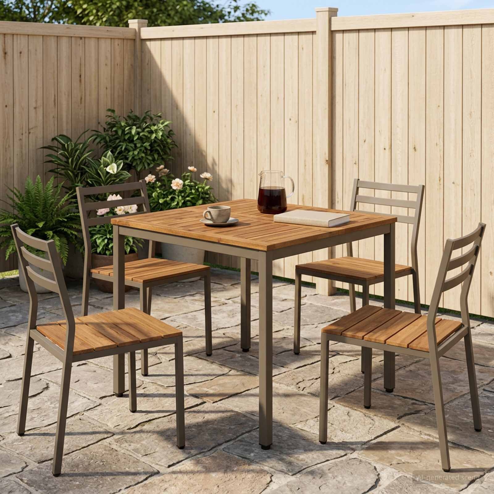 vidaXL Tuindiner tafel Natuurlijk en Koffie 80 x 80,5 x 75 cm