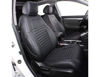 Custom Fit Autostoelhoezen voor Honda CRV 2013-2017 - Zwart Leer